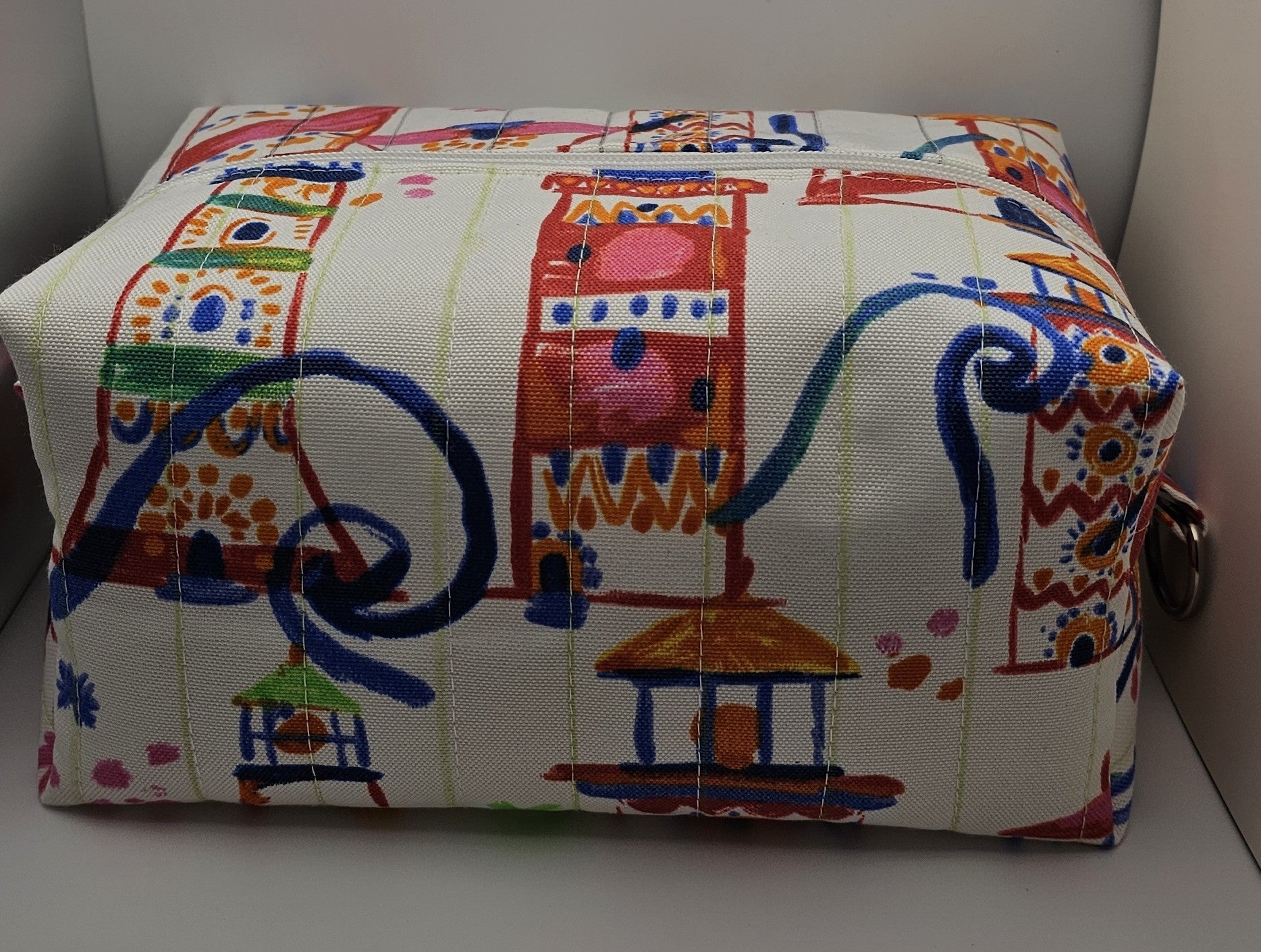 Handmade Multi-Color Print Makeup Bag (Large)
