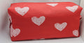Handmade White Heart Red Makeup Bag (Large)